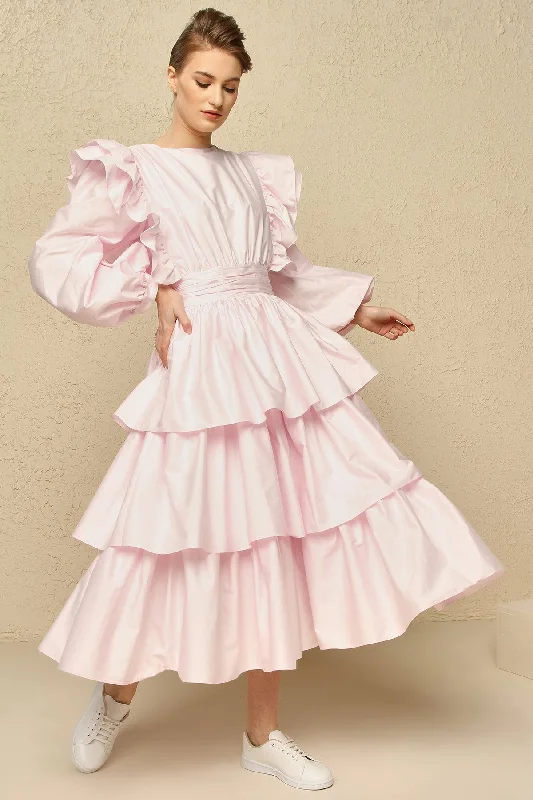 Pink Volante Dress Denim unclassified dresses