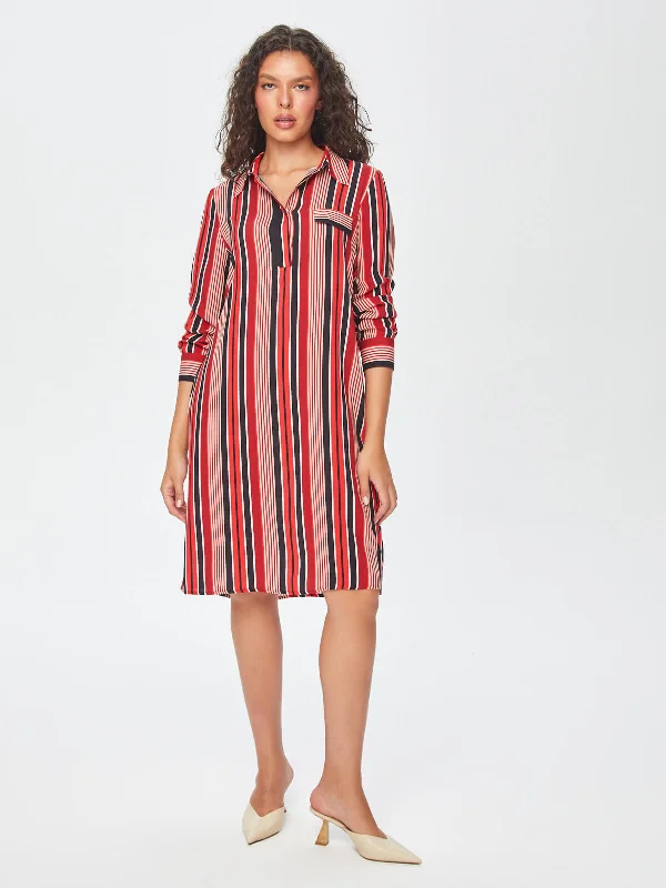 Red Striped Viscose Dress 69240 Tulle unclassified dresses