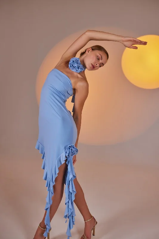 Rosanna Ruffles Strapless Dress Blue Formal unclassified dresses
