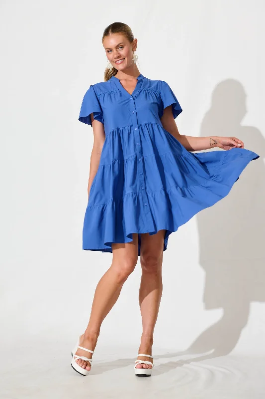 Rosino Smock Dress in Blue Cotton Lace unclassified dresses