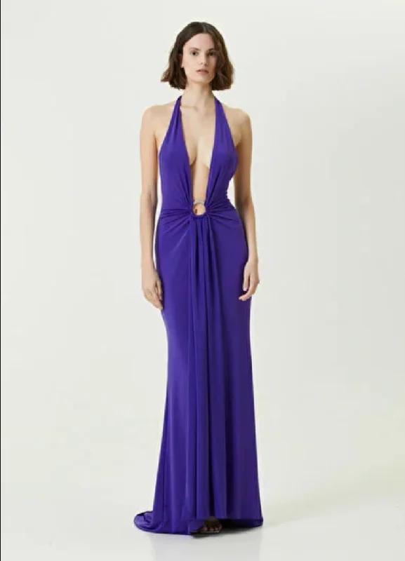 Ruby Purple Backless Jersey Dress Tulle unclassified dresses