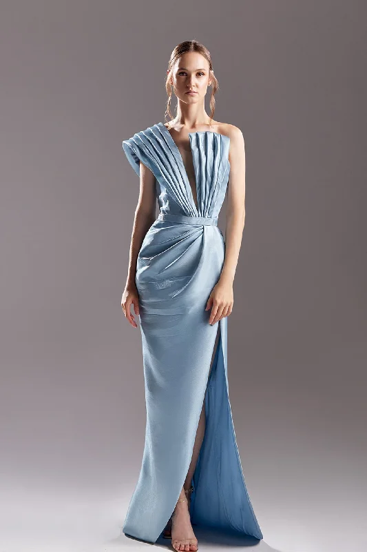 Side slit Asymmetrical pleated dress Fall unclassified dresses