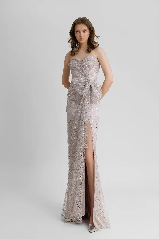 Strapless beaded mesh dress Chic unclassified dresses