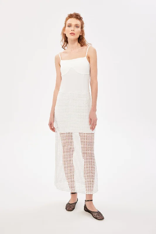 Strappy Mesh Dress White Polka dot unclassified dresses