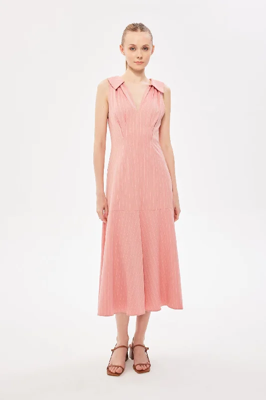 Striped Sleeveless Dress Pink Luxury unclassified dresses