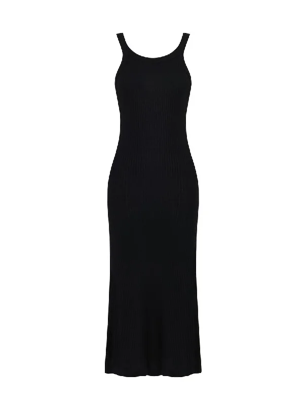 Ultra Comfort Scoop Neck Dress Black Bodycon unclassified dresses