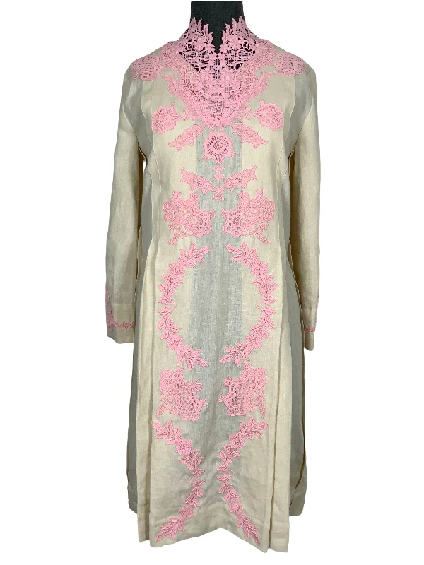 Gucci Linen and Lace Kaftan Dress Size S Lace Gown Glam