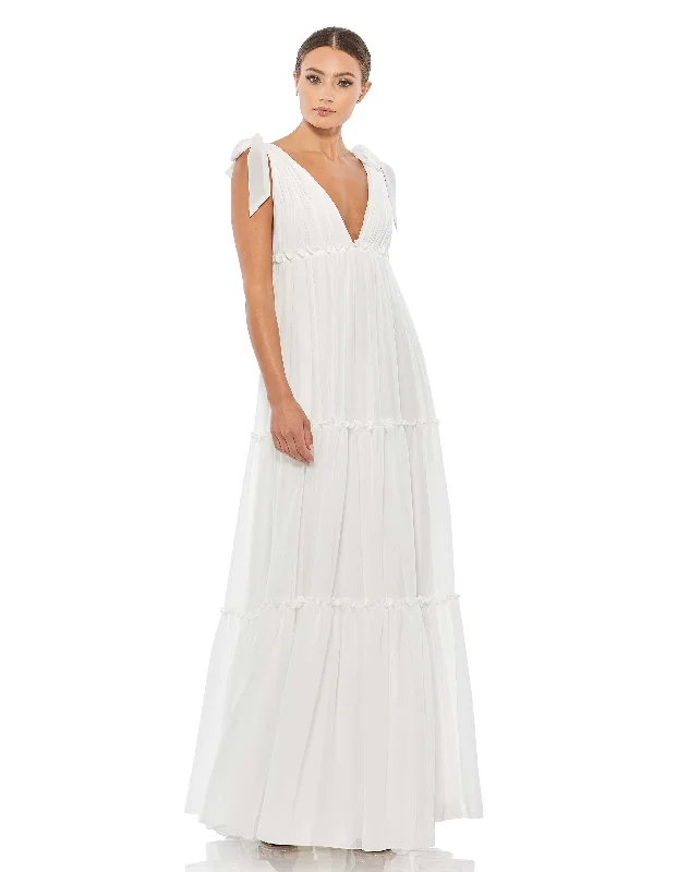 Tiered V-Neck Plunging Maxi Dress Tulle Maxi Skirt