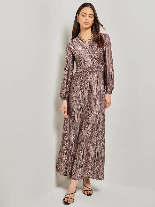 Bishop Sleeve Jacquard Knit Maxi Dress Comfortable Maxi Skirt