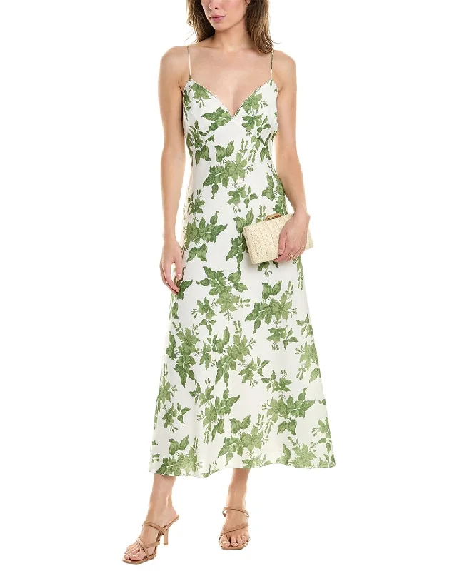 Sachin & Babi Cara Linen-Blend Midi Dress Pleated Floral Midi
