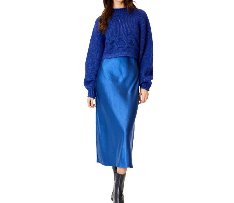 Ann Sweater Dress Combo In Blue Soft Wool Sweater
