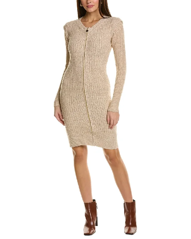 Donna Karan Zip Front Sweaterdress Knit Sweater Gown