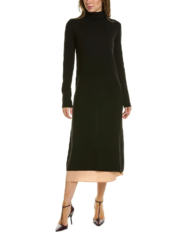 TWINSET High-Neck Combo Wool & Cashmere-Blend Sweaterdress Casual Sweater Gown